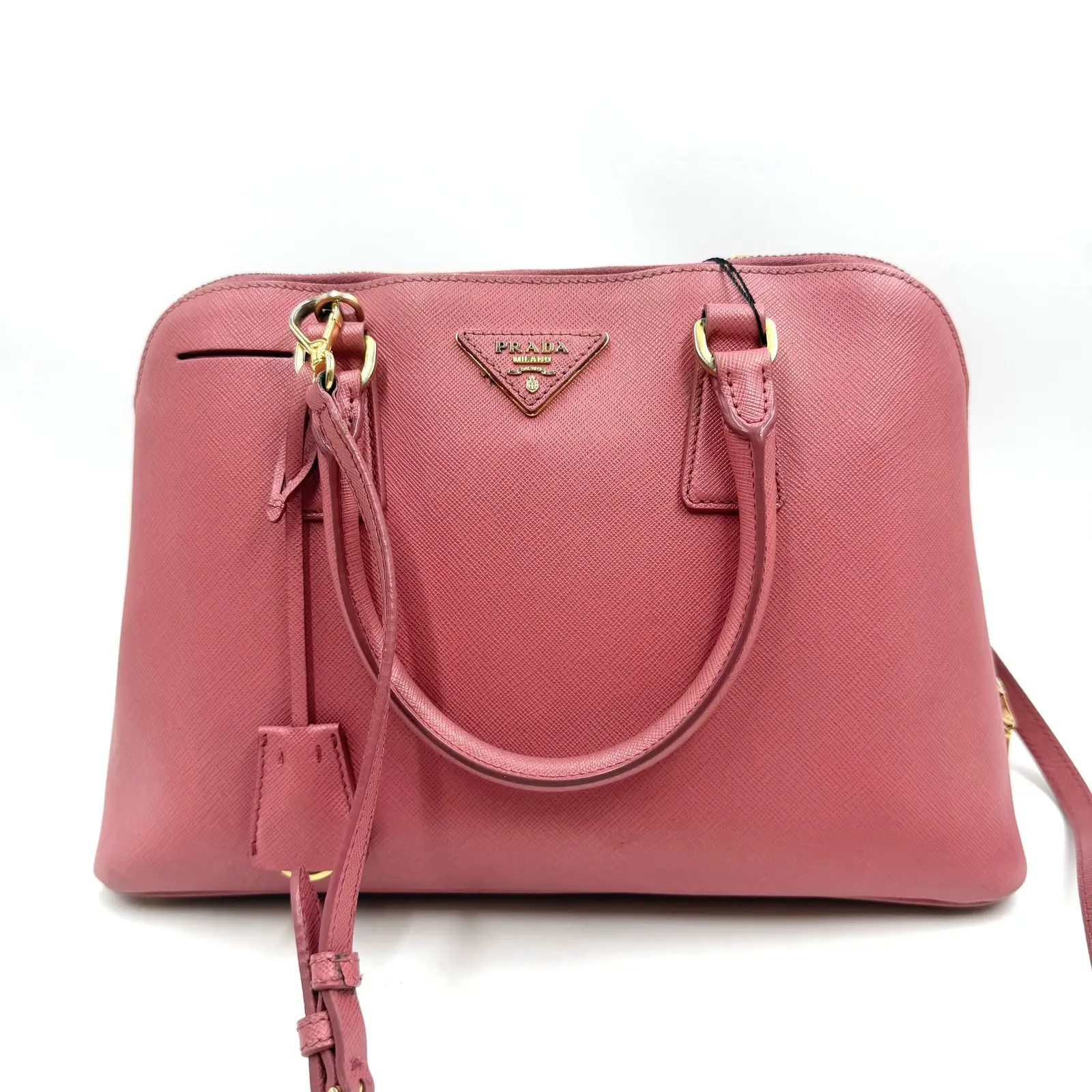 Pre-owned PRADA AS SHOWN Clutches & Wristlets HZ 4285 Saffiano Leather Dome Satchel Handbag 26.05.12