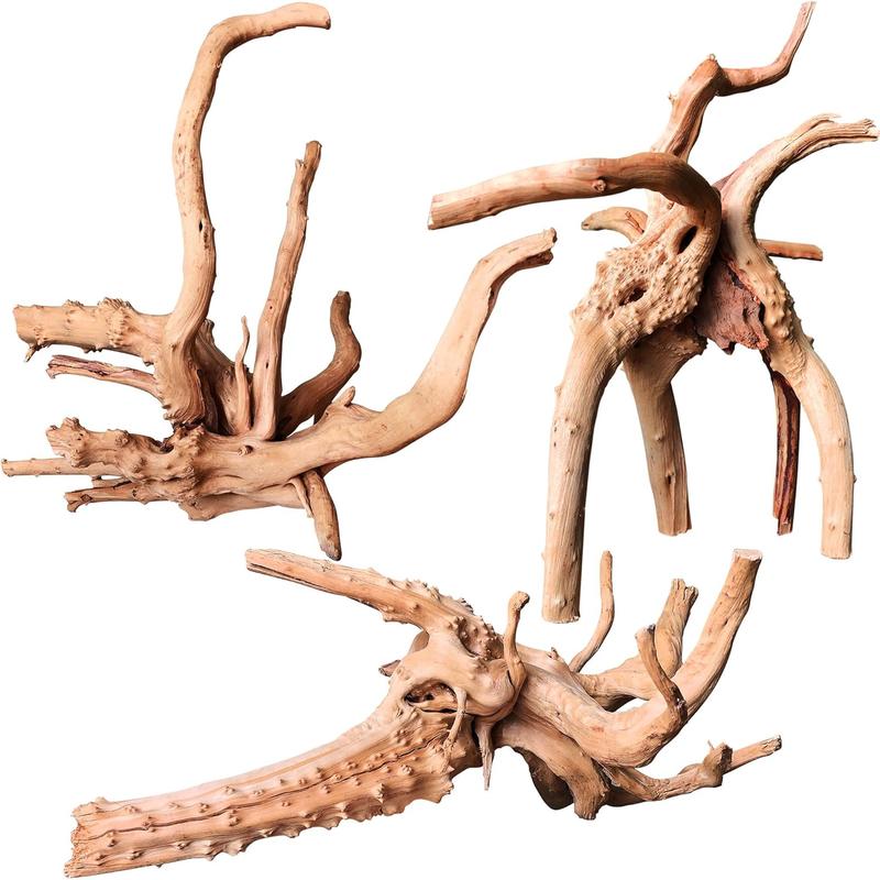Natural Driftwood for Aquarium Decor, 3-Piece 7''-11'' Large Driftwood for Decorations on Fish Tank, Reptiles Bearded Dragon Accessories or Air Plants (Spiderwood （6-10 inch Pack of 5）)