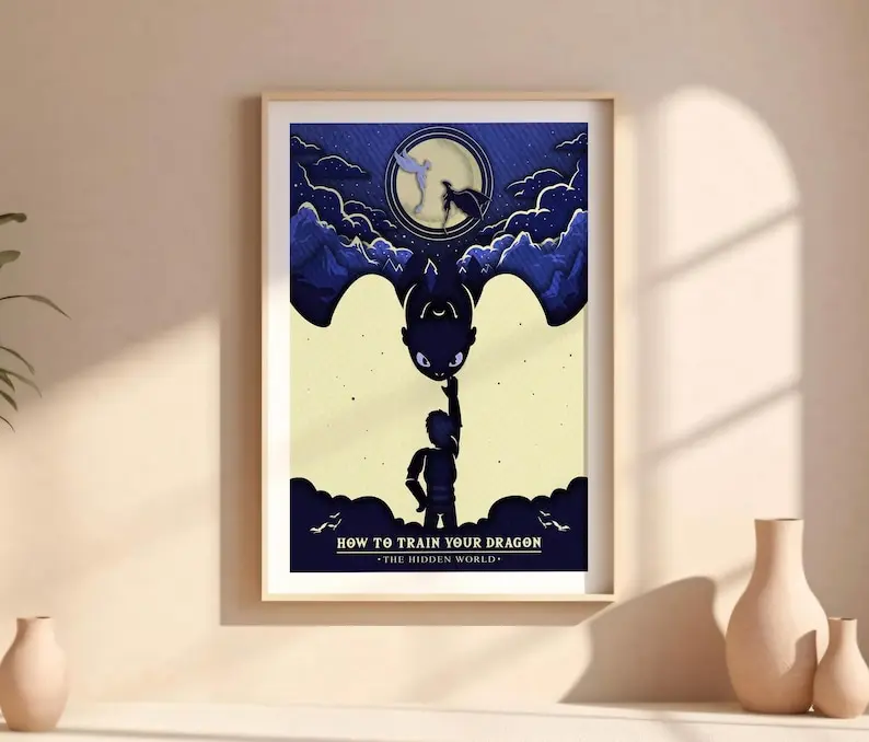 How to Train Your Dragon Wall Art Toothless and Hiccup Movie Poster