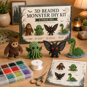 Beginner Friendly 3D Beaded Creatures DIY Craft Kit 4 Styles Handmade Ornament Making Kit for Holiday Presents