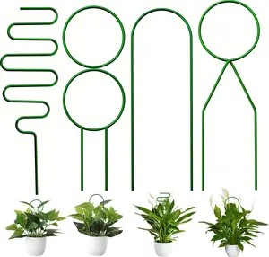 4 count Small Metal Trellis for Potted , Trellis for Climbing  Indoor,Mini Trellis for Potted  Support Stake House  Trellis for Garden Potted,Hoya,Pothos,Flower,Monstera(Green)