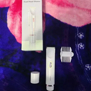 Bikini Trimmer for Women, Electric Shaver and Razor Rechargeable 2-in-1 Body and Facial Epilator, Dual Heads for Painless Trimming of Pubic Hair, Face, Underarms and Legs, Summer Gift