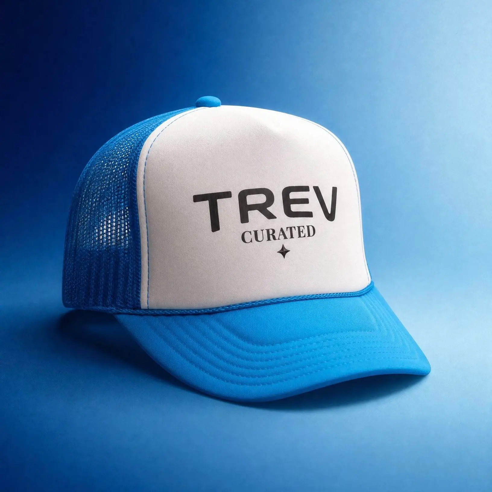 TREV Curated Trucker Caps, Casual 1-Size Fashion Clothes Accessories with Bold Front, Polyester Foam & Breathable Mesh, One Size, Unisex