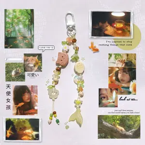 [NEW] Handmade Beaded Keychain – Cute Cat & Mermaid Tail Charm