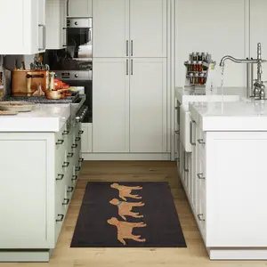 Lush Decor FrontPorch Indoor/Outdoor Hand Tufted Durable Area Rug - Traditional Pet Dog Decorative  (Yellow Labs)