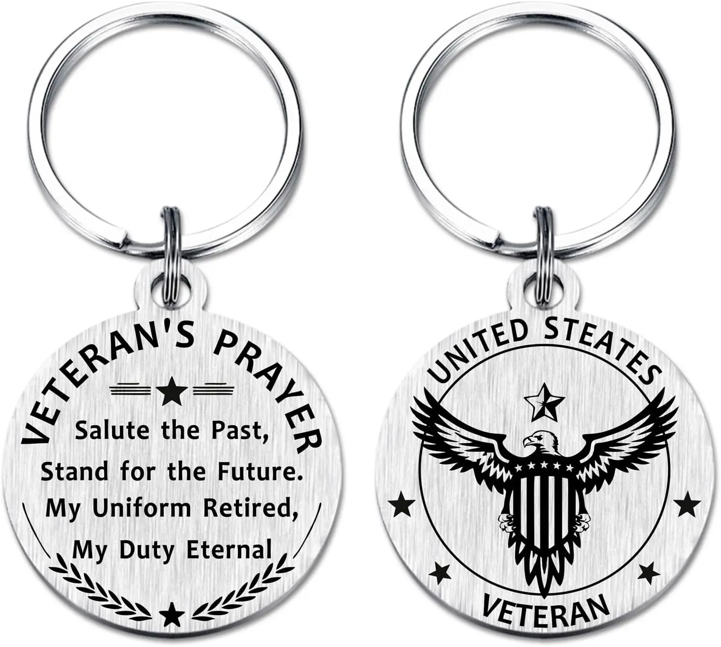 Veteran Prayer Keychain - Memorial Day Military Gift for Veterans - Army Navy Air Force Marine Veteran Keepsake, Retirement Present