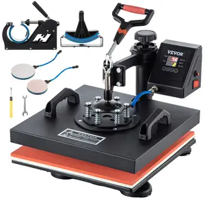 【Summervibes】VEVOR Heat Press,  , 5 in 1 15 x 15 Inch Heat Press Machine, Dual LED Display Heat Press Machine, Multifunctional Sublimation, for T-Shirts, Swing Away Design