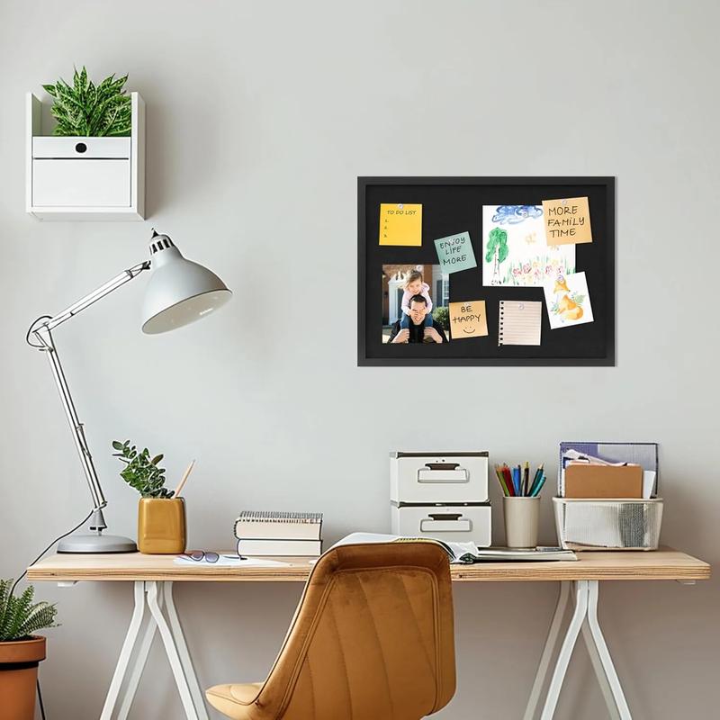 Cork Bulletin Board with Black Linen – Ideal Message Board or Vision Board for Office, Home & School Decoration