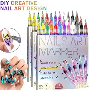 1 / 2 / 3 Set Options |12-Color Nail Art Doodle Pens, Fast-Drying Acrylic Dotting Paint Pens for DIY 3D Nail Art, Dot Embroidery & Acrylic Painting, Easy Nail Design Tools for Home & Salon Manicure, Holiday Gift