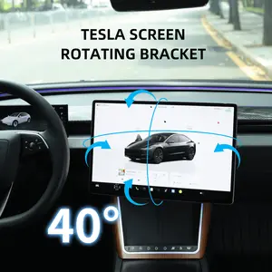 Saunyoto Tesla Model 3/Y Screen Swivel Mount 360° Adjustable Rotating Bracket for Highland & Juniper - 40° Tilt, Dual Locking, Aerospace-Grade Aluminum