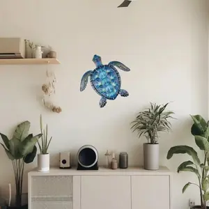 1pc Blue Metal Sea Turtle Wall Decor - Art Decoration, Gift for Turtle Lovers, Home