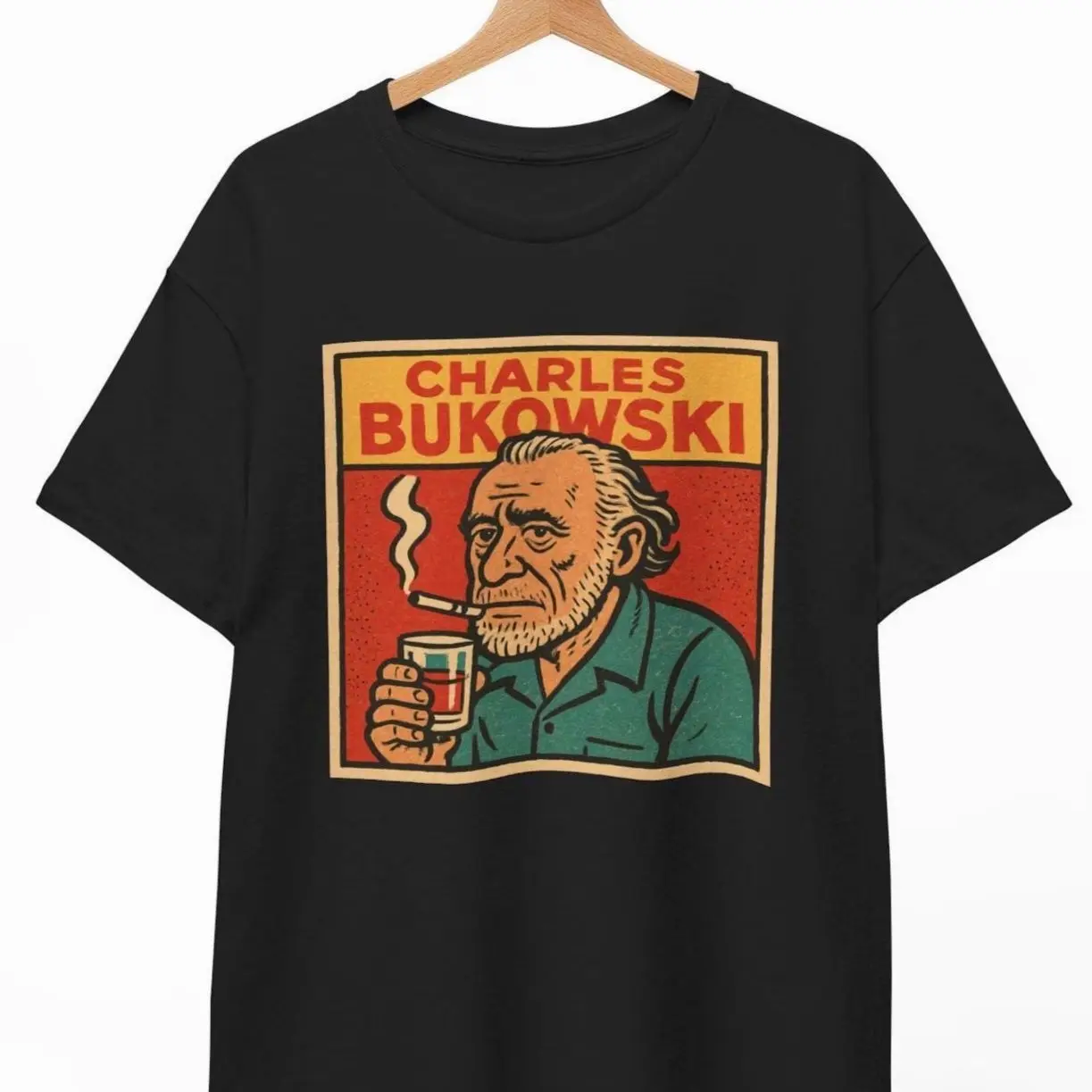 Charles Bukowski Comic T-Shirt: Retro Literary Graphic Tee D