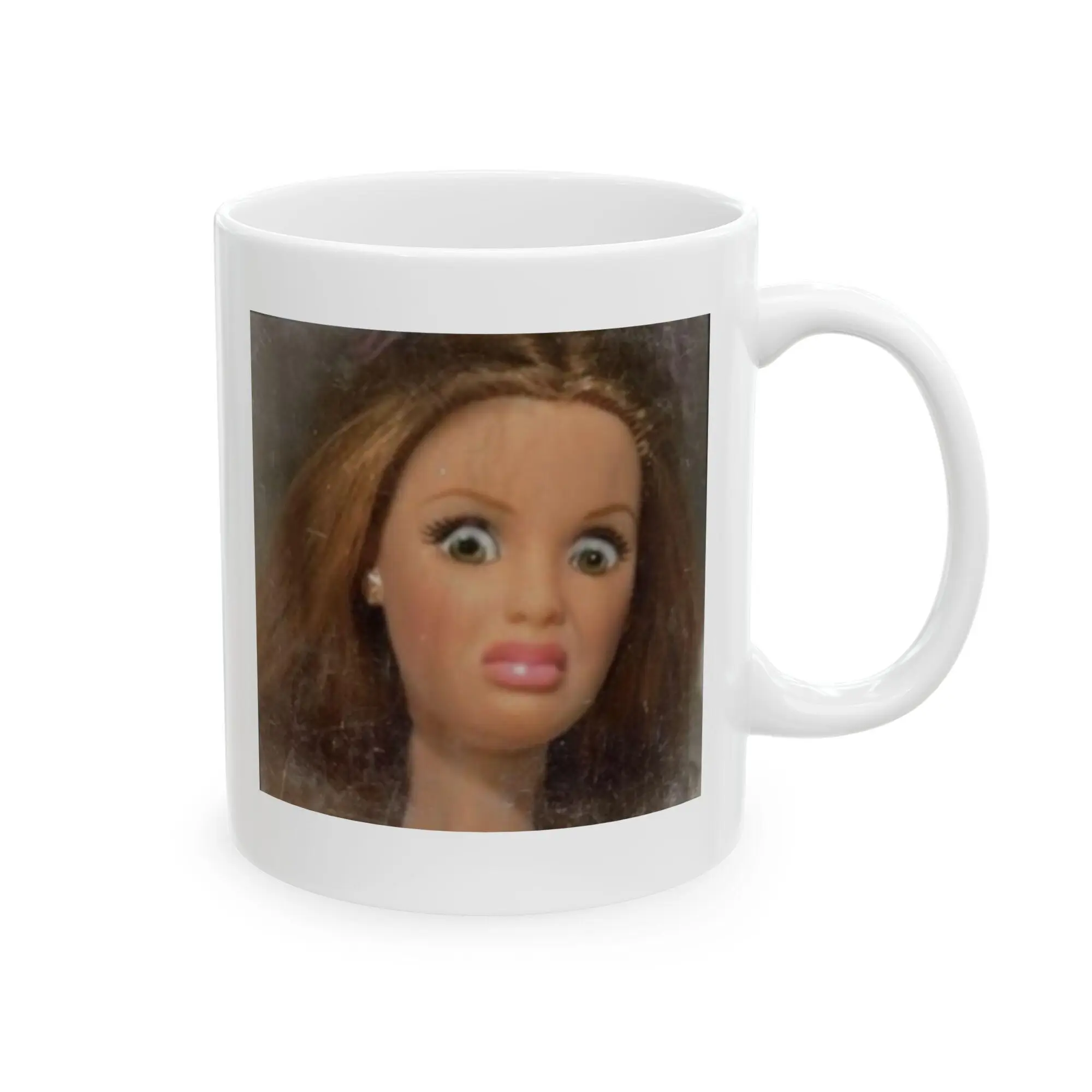 Funny Doll Face Mug, Disgusted Barbie Meme Coffee Cup, Sarcastic Reaction Gift, Weird Humor Tea Cup, Unhinged Meme Mug, Ceramic Mug, Mug Gifts, Valentine Gifts