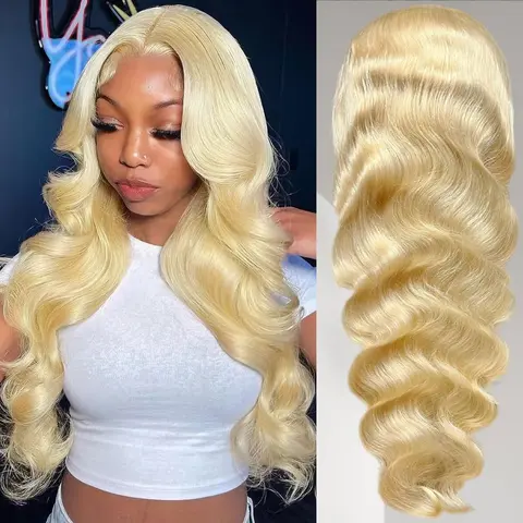 613 Blonde Body Wave Wigs 13x6 Transparent Lace Front Wig Human Hair, Pre Plucked Natural Hairline With Baby Hair Blonde Lace Wigs For Women
