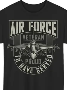 Men'S Air Force Military Service T-Shirt Featuring a Proud to Have Served Design And Air Force Insignia. This Casual Loose-Fit Crew Neck Shirt Is Perfect for Veterans And Suitable for All Seasons. Available in a Similar Style for Both Men And Women