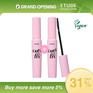 [ETUDE Official] Curl Fix Mascara BOGO | Buy 1 Get 1 Free | 2 Mascaras | #01 BLACK & #04 Volume | 24H Smudge Proof Curl | Volumizing & Lengthening | Waterproof Formula