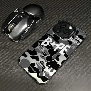 Camouflage letter style fashionable TPU laser craft phone case suitable for iPhone 17 16 15 1413 12 11 Samsung Galaxy S25 S24 S23 S22 anti drop phone case Protective Shockproof