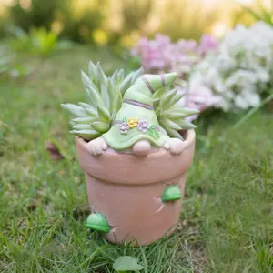 Flower-Pot Spring- Easter Decorations Cactus- -  Garden Pots Easter Decorative Green Planter with Drainage Hole for  Farm Decor 3 x 3.25 x 4.5 inch