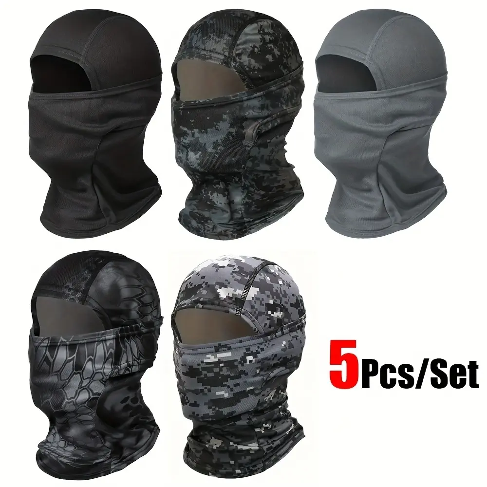 5-piece set of unisex breathable sun protection face masks, suitable for outdoor sports, running, hiking, fishing, skiing, cycling, multi-functional headscarf, neck gaiter, ski accessories