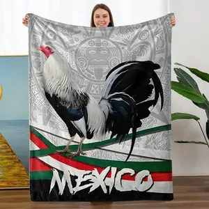 1pc Ultra-Soft Double-Side Modern Rooster Motif Flannel Fabric Blanket - Heat Print, Warm, Comfortable - Multi-Size Indoor Bedding Throw - Ideal Gift for Family for Christmas, Birthday Occasions,summervibes
