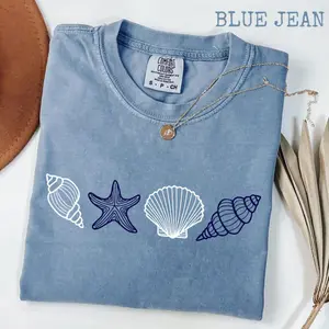 Comfort Colors Seashell T-Shirt, Beach T-Shirt, Summer Woman Shirt, Aesthetic Shirt, Ocean Lover Gift, Seashell T-Shirt