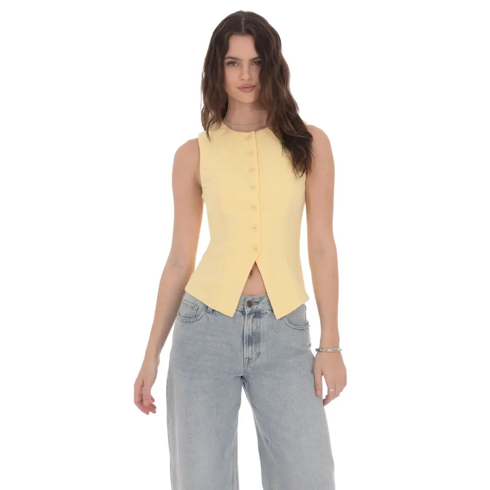 High Neck Vest in Yellow