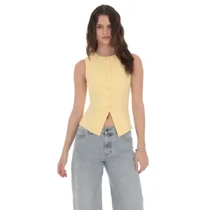 High Neck Vest in Yellow