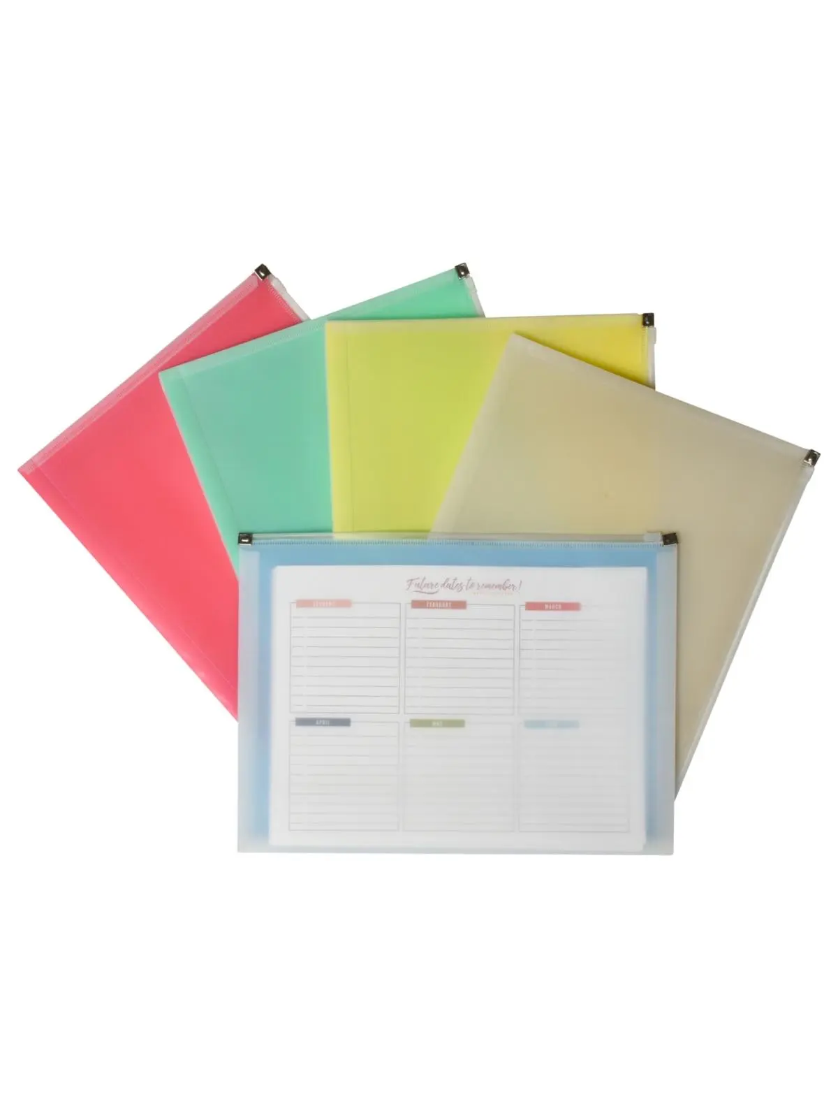 Reusable Letter-Size Zip N Go Envelopes, Assorted Colors - Set of 24