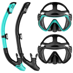 Two Pack Dry-Top Snorkel Set - Crystal-clear 180° Tempered Glass for Panoramic View, Anti-Fog & Leak-Proof Fit, Comfortable & Adjustable Buckle, Foldable & Travel-Friendly Snorkel Gear