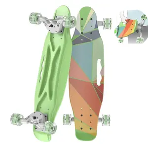Cruiser Skateboards for Beginners, 23.2'' Complete Skateboard for Kids and Beginners, Classic Mini Cruiser Board with Bendable Deck and Smooth Coloful Wheels for Outdoor Sports