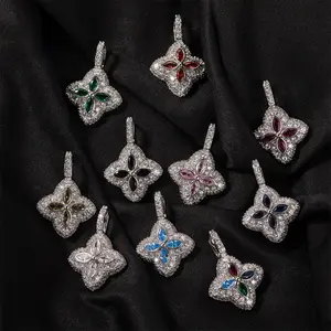 Vacuum Thick Plated 18K Gold Hip Hop Four-Leaf Clover Pendant Sweater Necklace Charms Necklace Couple Style Friend Style Jewelry Multifunctional Valentine's Day Gift Wedding Party Proposal Graduation Gift Ceremony Fashion Outfit Cyberpunk Neon Colors