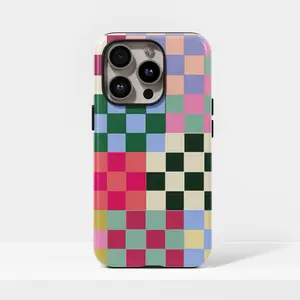 MagSafe Colorful Checkerboard Tough Phone Case with iPhone 17, 16, 15, 14, 13, 12, 11, Pro Max,  Galaxy S23, S22, S21, S20 Ultra.