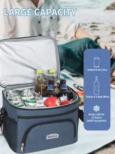 Large Capacity Picnic Bag Handheld Lunch Box Insulated Food Container Travel Shoulder Crossbody Bag Single Pack Insulated Lunchbox Cooler