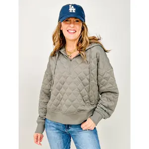 Quilted Quarter Zip Hoodie Jacket