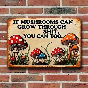 Vintage Mushroom Pattern Metal Sign, Funny Farmhouse Decor, Wall Art for Home Kitchen Garden, Wall Decor, Home Decor, Room Decor