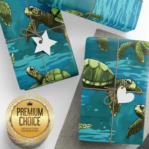 Sea Turtle Gift Wrapping Paper for Kids Birthdays, Christmas, Sea Animal Giftwrap, Tortoise Gift Wrap