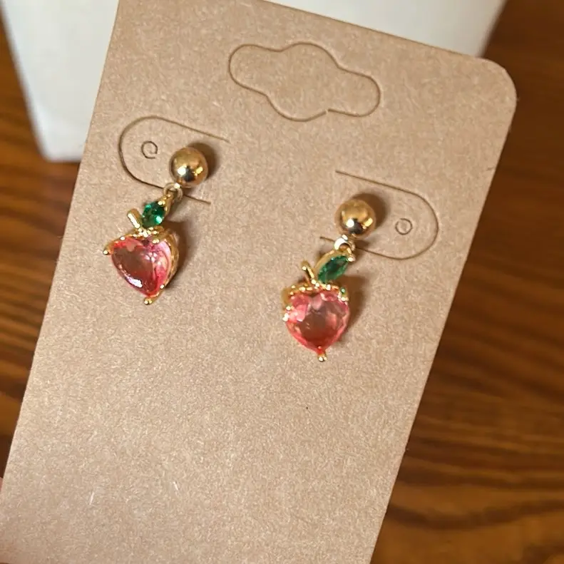 Dainty Peach Earrings - Cute Detailed Charms with Sparkle-Hypoallergenic Nickel Free ~ Jewelry For You By Beck