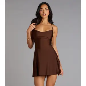 Laced Up A-Line Mini Dress