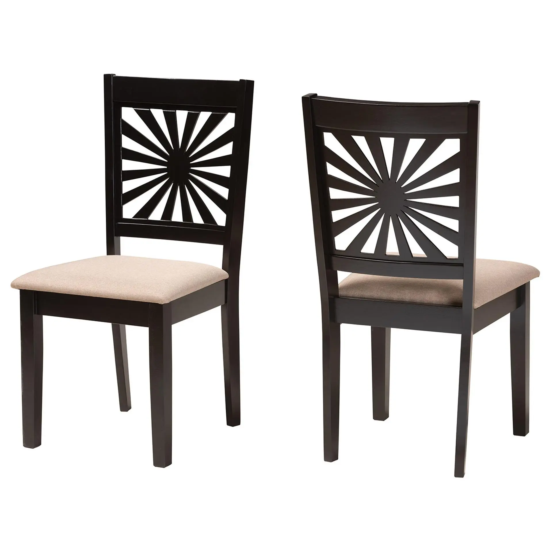 Baxton Studio Olympia Fabric and Wood Dining Chair Set of 2