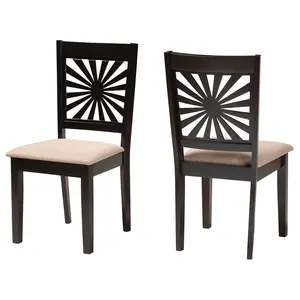 Baxton Studio Olympia Fabric and Wood Dining Chair Set of 2