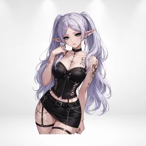 Frieren Inspired Elf Sticker  Anime Fantasy Girl  Goth Waifu Dark Aesthetic Vinyl Decal