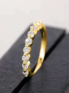 1 PC Simple Cubic Zirconia Sparkling Zircon Inlay Ring For Women For Wedding Engagement Party Jewelry Valentine's Day Gift