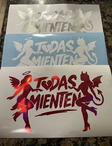 "Todas Mienten" 10in Angel and Devil Vinyl Decal for Car Window Door Decor Smooth Durable Finish Unique Touch for Vehicles