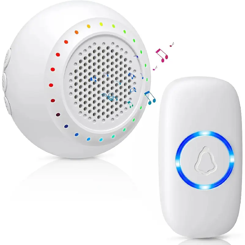 [New Deal] Wireless Doorbell (1 Transmitter, 1 Receiver), IP55 Rated Waterproof ABS Plastic, 32 Ringtones, 5 Volume Levels, LED Flash, 1000ft Range, Batteries Included, 3.7x3.1x3.9 Inches, Home Use Door Bell, 3.7 X 3.1 X 3.9 Inches