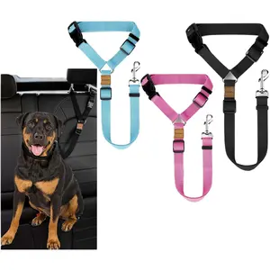 3 Pack Adjustable Nylon Dog Seat Belt for Car Vehicle Headrest Restraint Harness