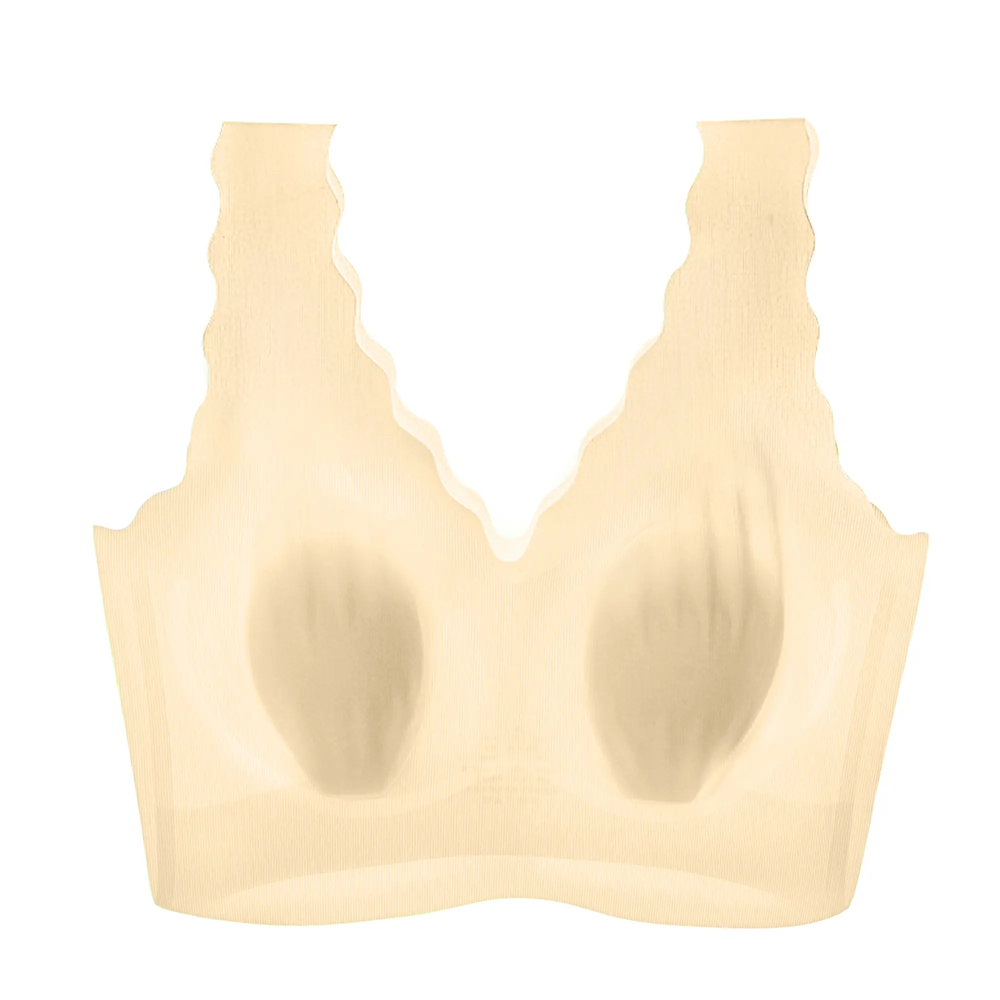 Women's Wireless Seamless Bra with Wavy Shoulder Straps & Partial Chest Pads Comfortable Soft for Everyday Wear High-Quality Material 60% Nylon 40% Elastane Wave-Shaped Design Lightweight Fashionable