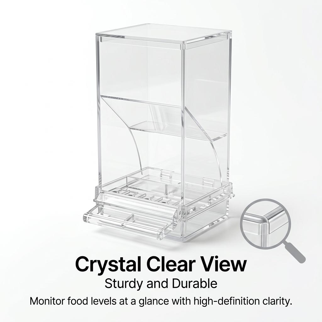 Auto Refill Bird Feeder Large Capacity Transparent Acrylic No Mess Seed Dispenser Easy Clean Pet Bird Feeder for Cage Auto Flow