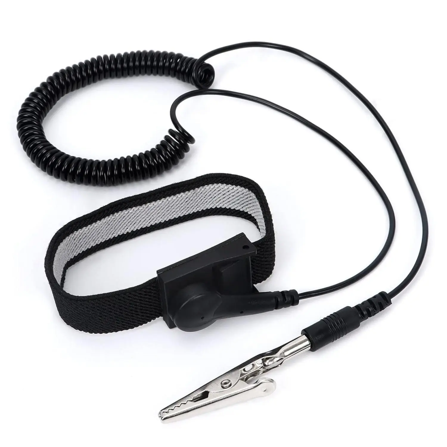 Anti Static Wrist Strap 11" ESD Grounding Bracelet with Alligator Clip & 1MΩ Resistor for PC Computer Building Electronics Repair Unisex Adjustable Wristband