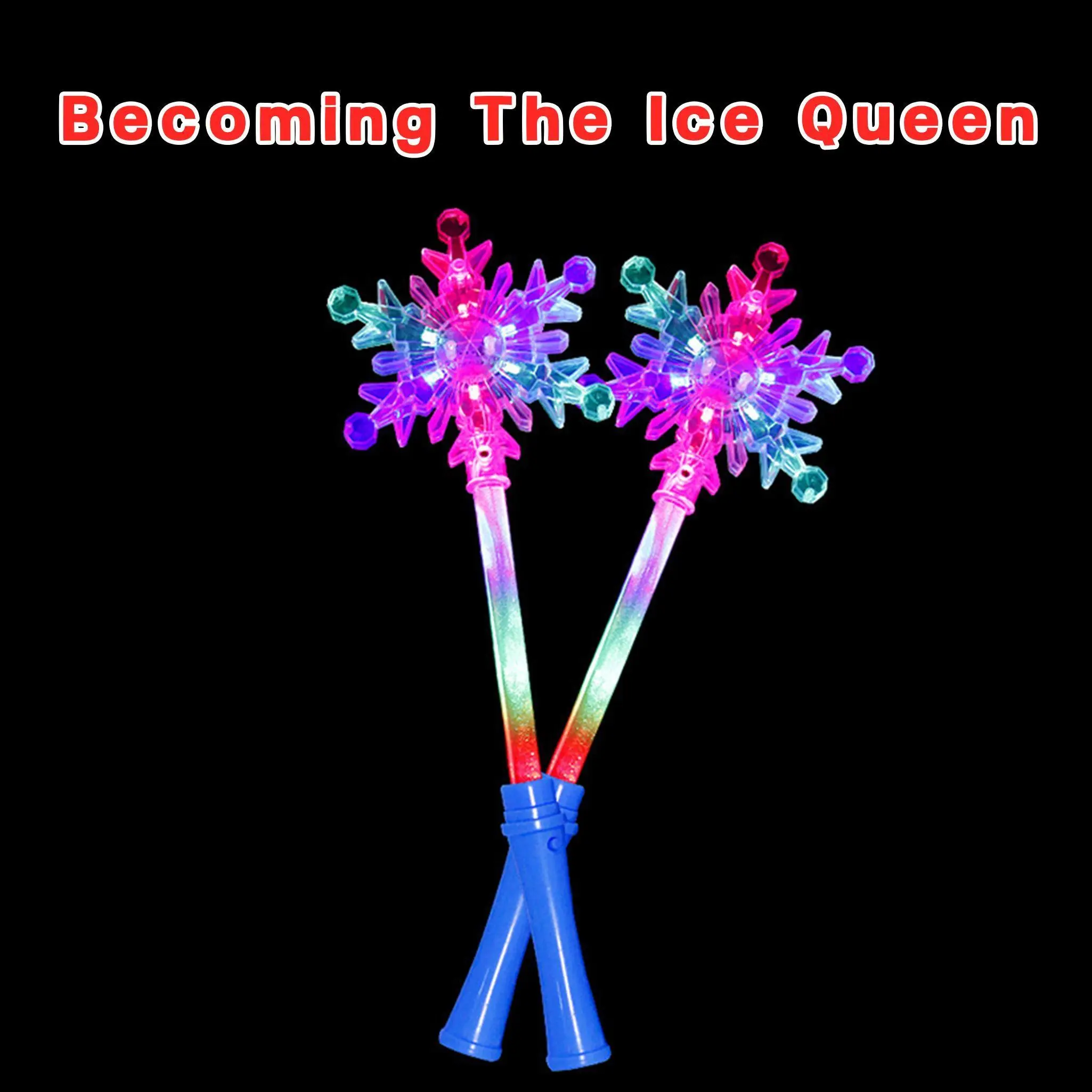 4 Pack LED Light Up Snowflake Wand Toy with Crystal Ball Handle for Holiday Events Parties 10 Inch