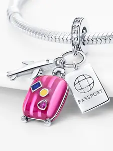 Luggage & Airplane & Passport Design Pendant, Fashionable Pendant for Women & Girls, Trendy All-match & Exquisite Jewelry for Birthday Gift